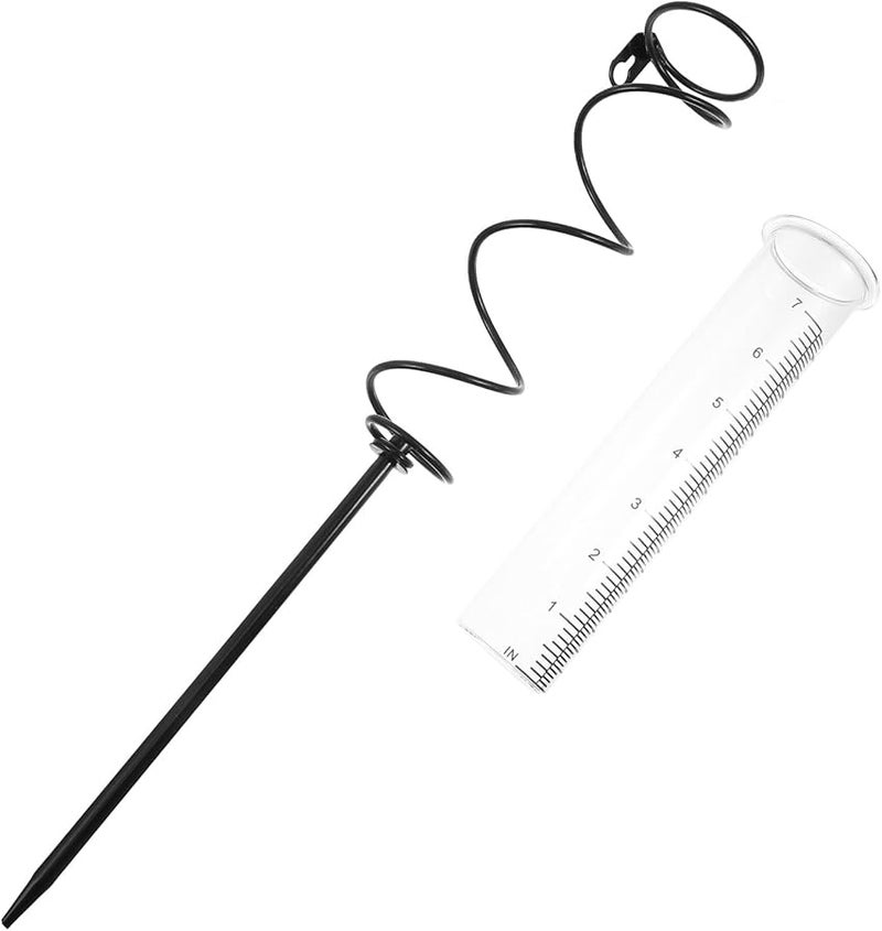 مقياس المطر الحلزوني الخارجي بحامل حديدي وأنبوب شفاف لقياس هطول الأمطار في حديقة العشب - Image 1